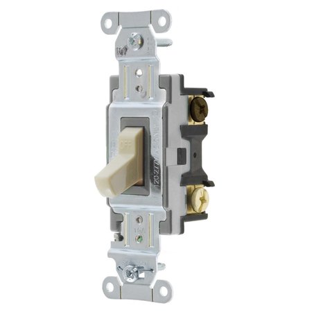 BRYANT Toggle Switch, General Purpose AC, Three Way, 15A 120/277V AC, Side Wired Only, Ivory CS315BI